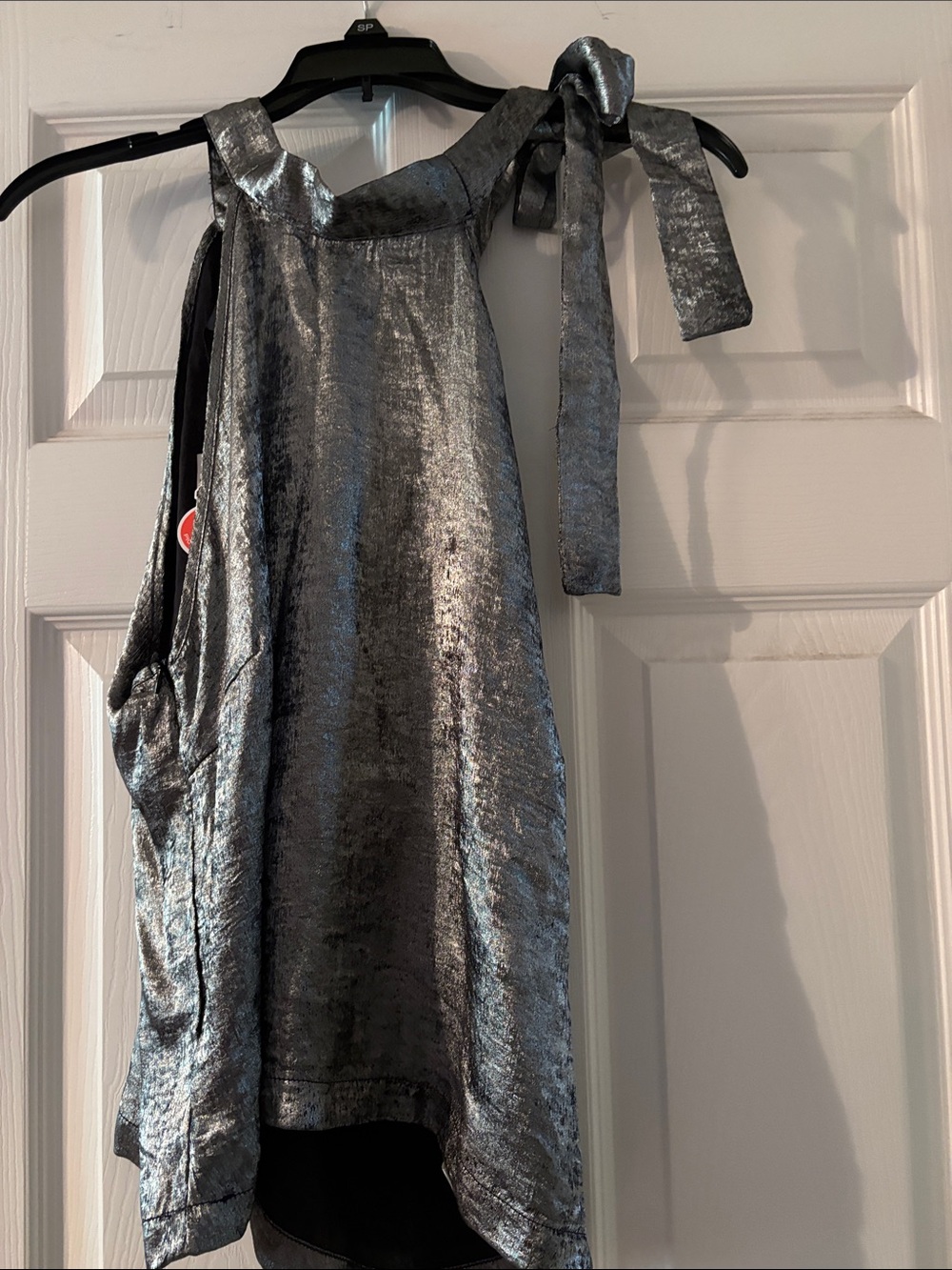 Cider Metallic Charcoal Halter Tie Top